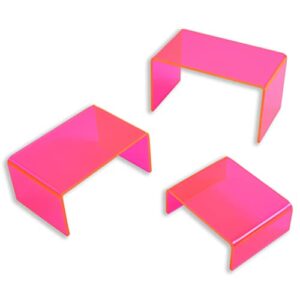x-float neon pink acrylic display risers (set of 6)