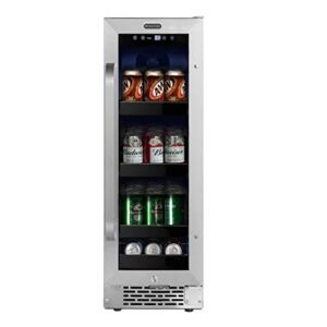 whynter bbr-638sb stainless steel 12 inch built undercounter beverage refrigerator with reversible door, digital control, lock and carbon filter, 60-can