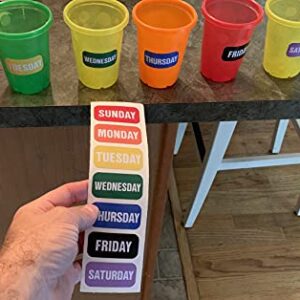 Just Baby'd Sip'n Learn Labels - Learn Days of the Week and Colors of the Rainbow - Weekly Labels for Toddlers - Dual Learning & Education Tool - Sticker Set for Sippy Cups, Dishwasher Safe.