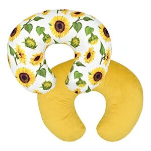 bxuanw nursing pillow cover stretchy cotton pillow slipcovers for breastfeeding moms two-sided design (sunflower)