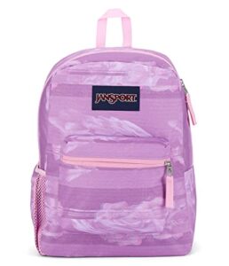 jansport cross town backpack, static rose, 17" x 12.5" x 6" - simple bag with 1 main compartment, front utility pocket - premium class accessories