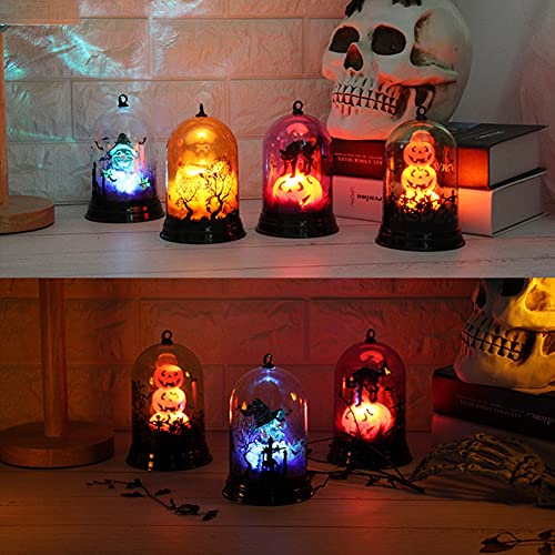 Ochine Halloween Snow Globe Lantern Decoration Lighted Garden Halloween Pumpkin Rustic Lantern Battery Operated Led Lamp Candle Fall Decorations Halloween Party Haunted House Home Tabletop Decor