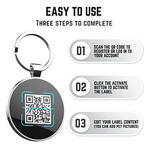 KEKID QR Code Dog Tag,Dog Tags Personalized for Pets,Custom Dog Name Pet ID Tags,Dog ID Tags Personalized,Cat ID Tag -Free Online Pet Page Anti-Lost/Modifiable Info