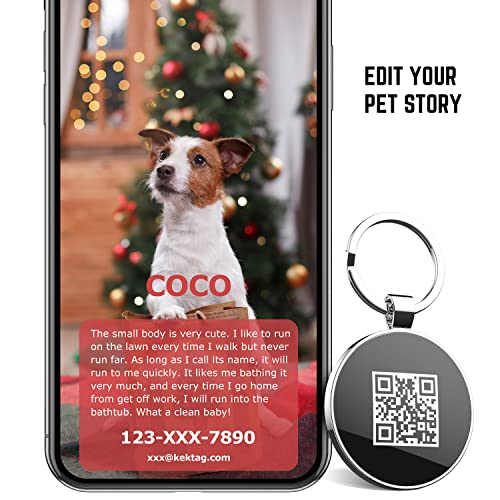 KEKID QR Code Dog Tag,Dog Tags Personalized for Pets,Custom Dog Name Pet ID Tags,Dog ID Tags Personalized,Cat ID Tag -Free Online Pet Page Anti-Lost/Modifiable Info