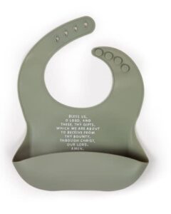be a heart silicone bibs for babies & toddlers, meal blessing prayer bib, baby baptism gift (sage)