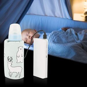 USB Baby Feeding Bottle Warmer Portable Cartoon Milk Bottle Travel Heater Portable Milk Bottle Heating Warmer Compatible with Many Kinds of 5V 2A USB Devices(Bear)