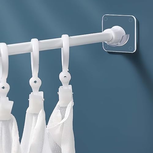 LADYMOON Adhesive Shower Curtain Rod Holder 4 Pack,Transparent Tension Bracket,No Drilling(Not Included Rod)（Only For Rods Less Than 1 Inch in Diameter at Both Ends）