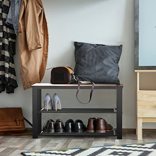 Simple Houseware Shoe Storage Bench for Entryway, Rustic Brown