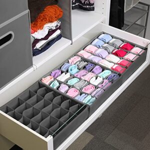 Simple Houseware Closet Drawer Organizer for Clothes, Socks and Underware, 3 Pack, Dark Grey