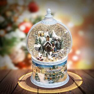 10.2 Inch High Large Size Snow Globes Christmas with Music Box, Xmas Lighted Big Glitter Snow Snow Globes 6H Timer Christmas with 8 Songs Birthday Gift Luxury Carousel Crystal Ball