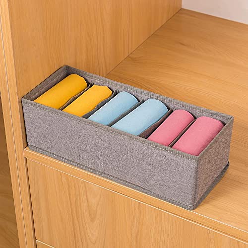 Qozary 6 Pack Sock Underwear Drawer Organizer Dividers, Collapsible Cabinet Closet Storage Boxes for Clothes, Socks, Lingerie, Underwear, Tie, Belt, Baby, Bedroom