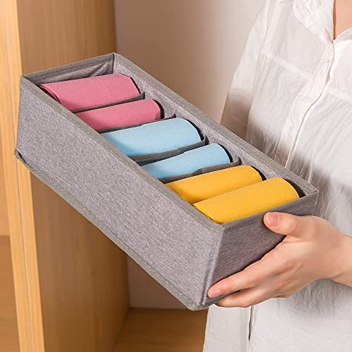 Qozary 6 Pack Sock Underwear Drawer Organizer Dividers, Collapsible Cabinet Closet Storage Boxes for Clothes, Socks, Lingerie, Underwear, Tie, Belt, Baby, Bedroom