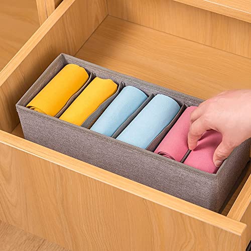 Qozary 6 Pack Sock Underwear Drawer Organizer Dividers, Collapsible Cabinet Closet Storage Boxes for Clothes, Socks, Lingerie, Underwear, Tie, Belt, Baby, Bedroom