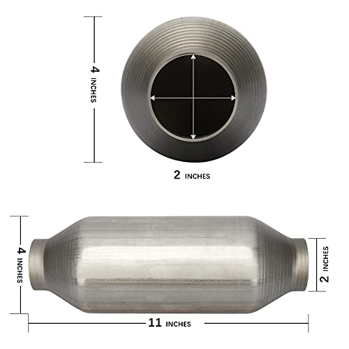 MAYASAF 2" Inlet/Outlet Universal Catalytic Converter, w/o O2 Port (EPA Compliant)