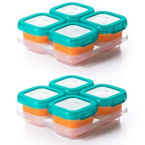 oxo tot baby blocks food storage containers, teal, 4 ounce - set of 2