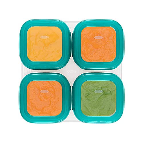 OXO Tot Baby Blocks Food Storage Containers, Teal, 4 Ounce - Set of 2