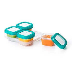 OXO Tot Baby Blocks Food Storage Containers, Teal, 4 Ounce - Set of 2