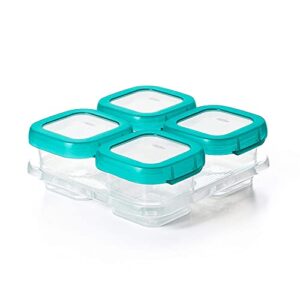 OXO Tot Baby Blocks Food Storage Containers, Teal, 4 Ounce - Set of 2