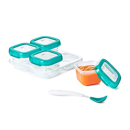 OXO Tot Baby Blocks Food Storage Containers, Teal, 4 Ounce - Set of 2