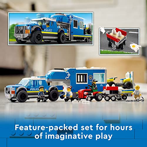 LEGO City Police Mobile Command Truck Toy 60315 with Prison Trailer, Drone, Tractor and ATV Car Toys Plus 4 Minifigures, Summer Building Toy Ideas for Outdoor Play for Kids Ages 6 Plus