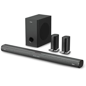 majority everest 5.1 dolby audio surround sound system with sound bar | wireless subwoofer i 300w powerful surround sound | home theatre 3d audio with detachable speakers | hdmi arc, hdmi, bluetooth