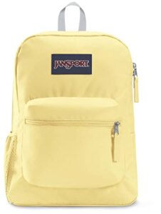 jansport cross town backpack, pale banana, 17" x 12.5" x 6" - simple bookbag adults with 1 main compartment, front utility pocket - premium accessories