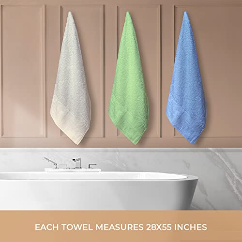 Ashley Mills Bath Towels Set of 6-400 GSM Super Soft Cotton Towels, Quick Dry, Highly Absorbent Spa Hotel Towels for Bathroom | Bath Towels 28"x55" - Multi Colors