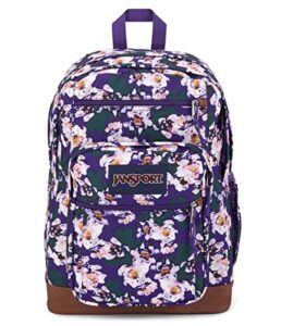 jansport cool backpack, with 15-inch laptop sleeve, purple petals - large computer bag rucksack with 2 compartments, ergonomic straps - bag for men, women