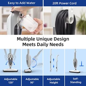 Steam Mop - 10-in-1 MultiPurpose Handheld Steam Cleaner Detachable Floor Steamer for Hardwood/Tile/Laminate Floors Carpet with 11 Accessories for Whole Home Use.