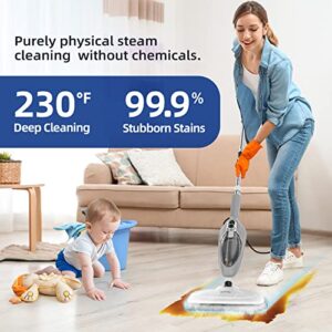 Steam Mop - 10-in-1 MultiPurpose Handheld Steam Cleaner Detachable Floor Steamer for Hardwood/Tile/Laminate Floors Carpet with 11 Accessories for Whole Home Use.
