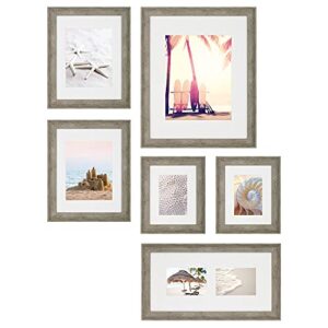 instapoints 6 piece picture frame set in multiple decorative art prints & hanging template gallery wall kits, multi size, gray