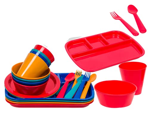 Wal-Mart Kids Dinnerware 24pc- Multicolor- Microwave/dishwasher safe