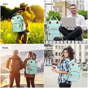 LOVEVOOK Laptop Backpack for Women, Large Capacity Travel Anti-Theft Bag Business Work Computer Backpacks Purse College Backpack, Casual Hiking Daypack with Lock, 15.6 Inch, Mint Green