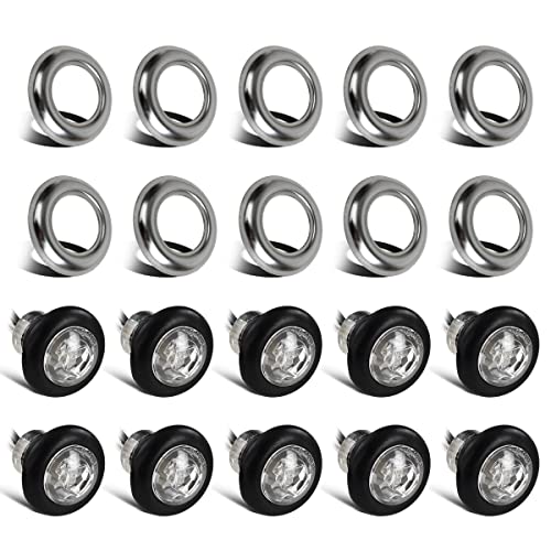 Partsam (Pack of 10 3/4 Inch Round Mini LED Side Marker Clearance Amber Lights 2835 SMD w/Stainless Chrome Bezels+Bullet Plugs Sealed Indicator Lamp Trailer ATV Pickup Truck Lorry 12V DC Waterproof