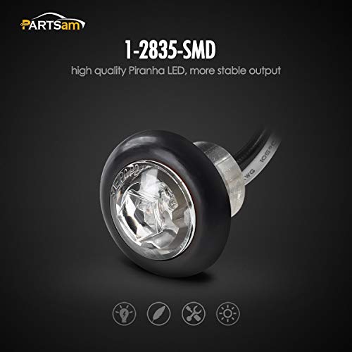 Partsam (Pack of 10 3/4 Inch Round Mini LED Side Marker Clearance Amber Lights 2835 SMD w/Stainless Chrome Bezels+Bullet Plugs Sealed Indicator Lamp Trailer ATV Pickup Truck Lorry 12V DC Waterproof