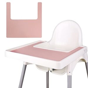 high chair placemat, durable high chair placemat silicone, clean and hygienic, suitable for ikea antilop highchai, for toddlers and babies (pink)