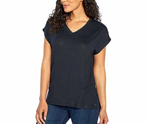 orvis women's short sleeve v-neck tunic knit top (black, small)