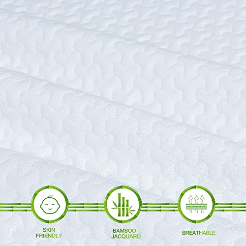 Mattress Topper Cover (Only Cover) 2 Inch Queen Size Mattress Protector Breathable Bamboo Zippered Removable Mattress Encasement with Adjustable Straps for Latex Memory Foam Mattress Topper Cover