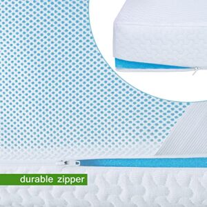 Mattress Topper Cover (Only Cover) 2 Inch Queen Size Mattress Protector Breathable Bamboo Zippered Removable Mattress Encasement with Adjustable Straps for Latex Memory Foam Mattress Topper Cover