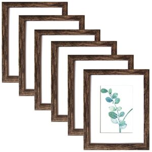 seseat 8x10 picture frames rustic brown wall mounting or tabletop display, 6pcs