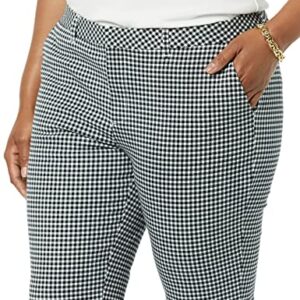 Amazon Essentials Women's Bi-Stretch Full Length Straight Leg Pant, White/Black, Gingham, 14