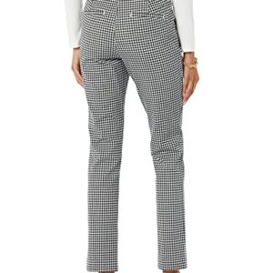 Amazon Essentials Women's Bi-Stretch Full Length Straight Leg Pant, White/Black, Gingham, 14