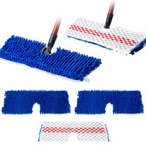 houseables flip mop refill, dual sided sweeper, 19.5x6, 3 pack, blue, chenille microfiber, premium cleaning supplies, upgraded version, duster, floor cleaner, easy squeeze, hardwood, tile