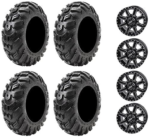 Tusk Terraform ATV/UTV Tire & Wheel Kit Front 25x8-12 - Rear 25x10-12 on 4/110 Tusk Cascade Wheels 4/110 12x7 5.0 + 2.0