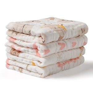 softan baby muslin burp cloths, 100% cotton baby washcloths, 6-layer, super absorbent bath towel or burp cloths for baby girl boy, great gift for newborn baby, 10 x 20 inch, 4 pack, unicorn & star