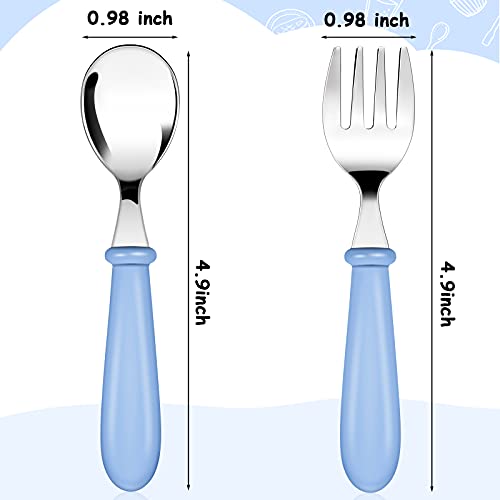 12 Pieces Kids Fork and Spoon Silverware Set Stainless Steel Utensils Flatware Round Handle Utensils Kids Silverware Cutlery Set for Home, Restaurant and Kitchen