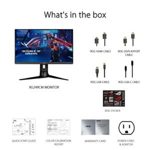 ASUS ROG Strix 23.8” 1080P HDR Gaming Monitor (XG249CM) - Full HD, IPS, 270Hz, 1ms, Extreme Low Motion Blur Sync, FreeSync Premium, 105% sRGB, Eye Care, USB-C, DisplayPort, HDMI, Height Adjustable