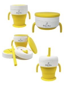 baby's brew the 2 in 1 collapsible snack and straw cup -yellow