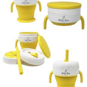 Baby's Brew The 2 in 1 Collapsible Snack and Straw Cup -Yellow