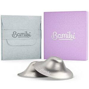 bamibi silver nipple shields for nursing newborn - the original silver nursing cups - 999 silver nipple covers breastfeeding - nickel free - soothe and protect your nursing nipples